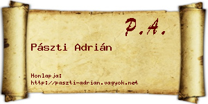 Pászti Adrián névjegykártya
