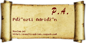 Pászti Adrián névjegykártya